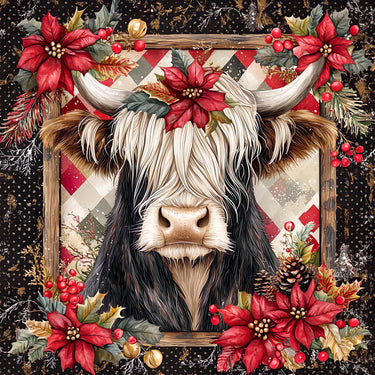 Christmas Highland Cow Sign, DCO-102169, Sign For Wreath, 10x10in Metal Sign